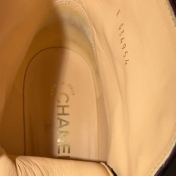 Chanel Burgundy Leather Women's Ankle Boots - Picture 15 of 16